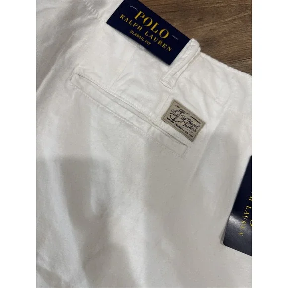 Polo Ralph Lauren Mens Classic Fit Maritime Linen Shorts White Size 48B‎ 48 NEW